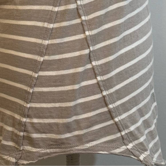 Free People Gray Stripe Crochet Lace Sleeve Long Sleeve — Top Medium - Picture 5 of 8